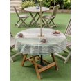 thumbnail image 4 of Outdoor Tablecloth with Umbrella Hole for Patio/Picnic/Party/Camping, Sage Green Grey Waterproof Table Cloth Round Cover Washable, Farmhouse Gray Barn Wooden Vintage Striped (Dia 54"), 4 of 9
