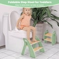 thumbnail image 6 of Wooden Step Stool, 300 lb. Load Capacity, with Safety Non-Slip Pads and Handles, Bamboo Step Stool for Bathroom and Kitchen, Children's Double Height (Green), 6 of 16
