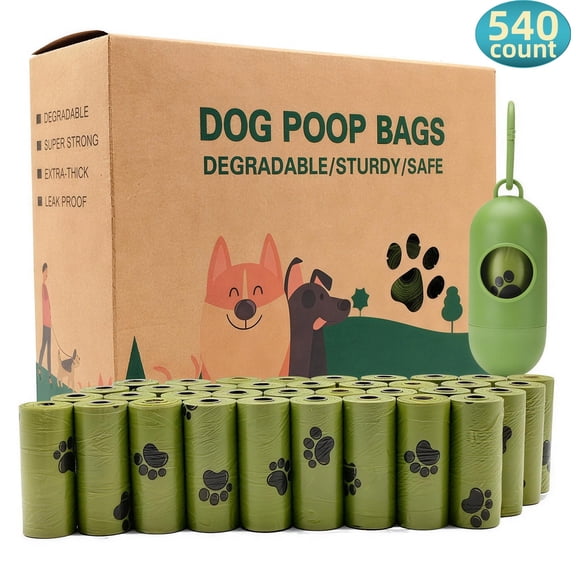 Welan Dog Poop Bags Dog Waste Bags,Eco-Friendly Poop Bags,36 Rolls 540 Counts 1C Thickness,9"X12",Green