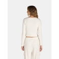 thumbnail image 3 of No Boundaries Brushed Waffle Knit Wrap Sleep Top, Women’s, Sizes XS-XXL, 3 of 5