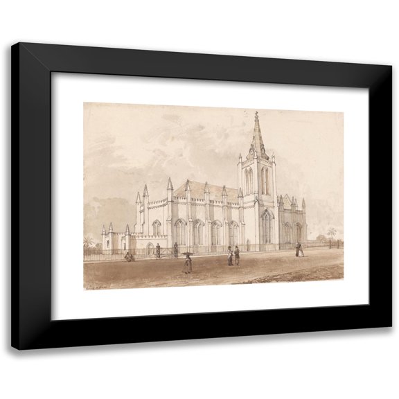 Michel Jean Cazabon 14x11 Black Modern Framed Museum Art Print Titled - Trinity Church