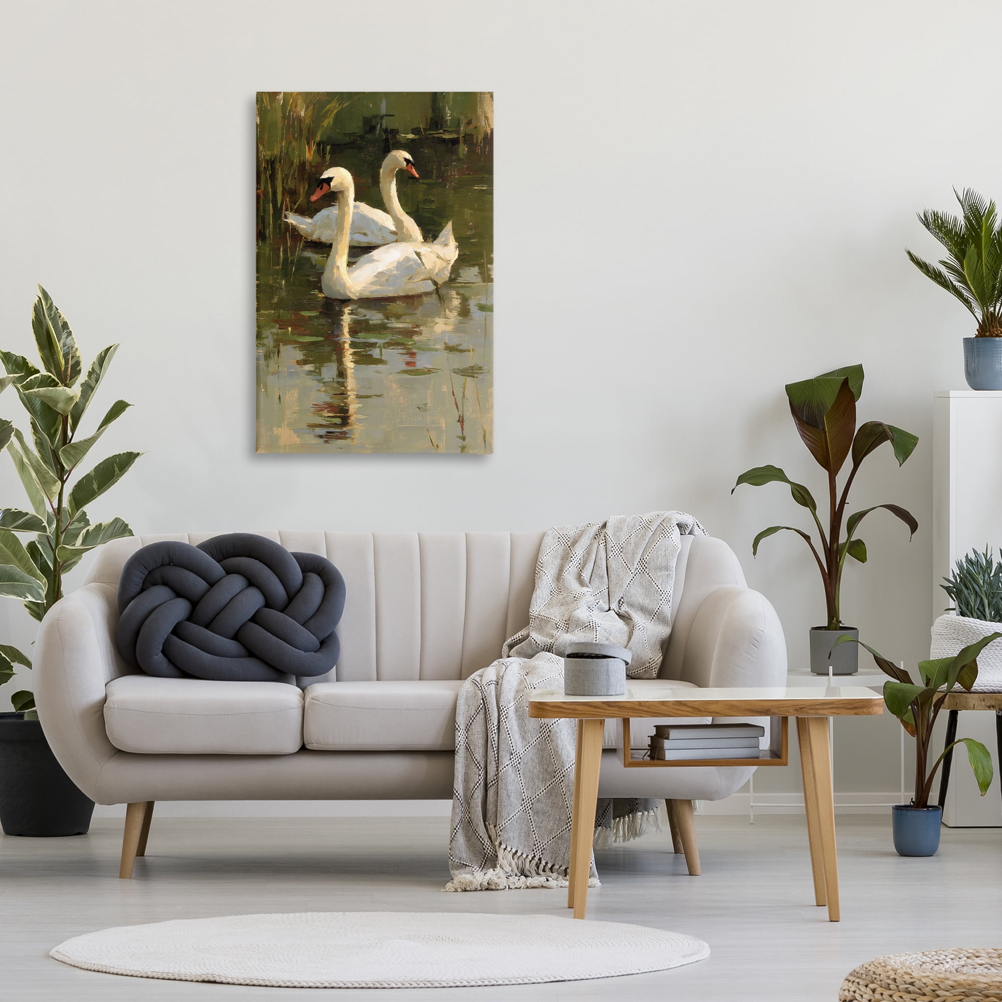 Stupell Industries Swans For A Swim Canvas Wall Art, design by Petal Prints Design