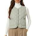 thumbnail image 2 of Women's Lightweight Down Vest, Sleeveless Quilted Puffer Jacket with Cotton Blend Shell, Warm Winter Insulated Vest, Slim Fit Casual Sleeveless Coat for Women, Cold Weather Thermal Vest Light Green, 2 of 4