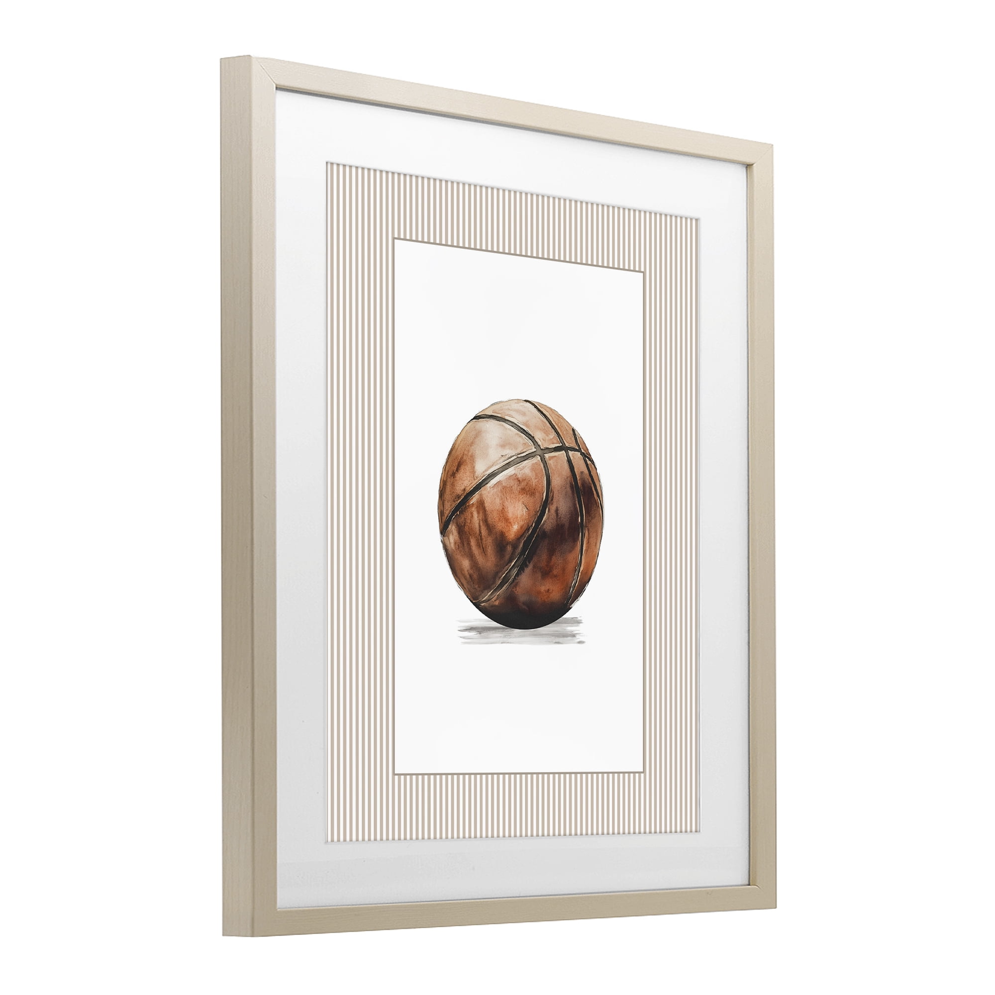 Stupell Industries Vintage Sports Basketball Birch Framed Print Under Glass, design by Christine Simpson Art
