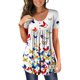 thumbnail image 2 of Moda Mujer Causal Rounk Cuello Impresión Blusa Manga Corta Camiseta Verano Tops Fridja bn5465, 2 of 7