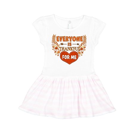 

Inktastic Everyone Is Thankful For Me with Heart and Leaves Gift Toddler Girl Dress