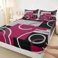 thumbnail image 3 of Manfei Pink Black Gray Full Size Sheets,Modern Minimalist Geometric Bed Sheets,Stripes Lines Circle Circular Sheet Sets For Teens,Ultra Soft Home Decor,4-Piece, 3 of 7