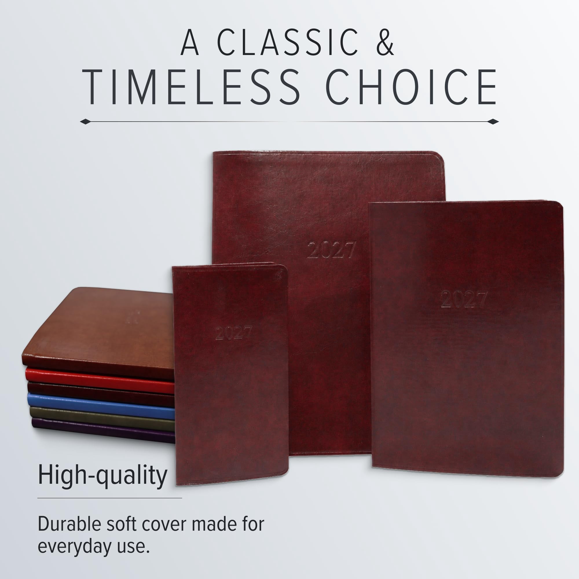 Gallery Leather Pocket Weekly Monthly Planner 2027, Elegantly Bound Calendar Planner and Notebook with Stylish Gold-Gilded Page Edges, 12 Months - Acadia Lime - 6x3.25"