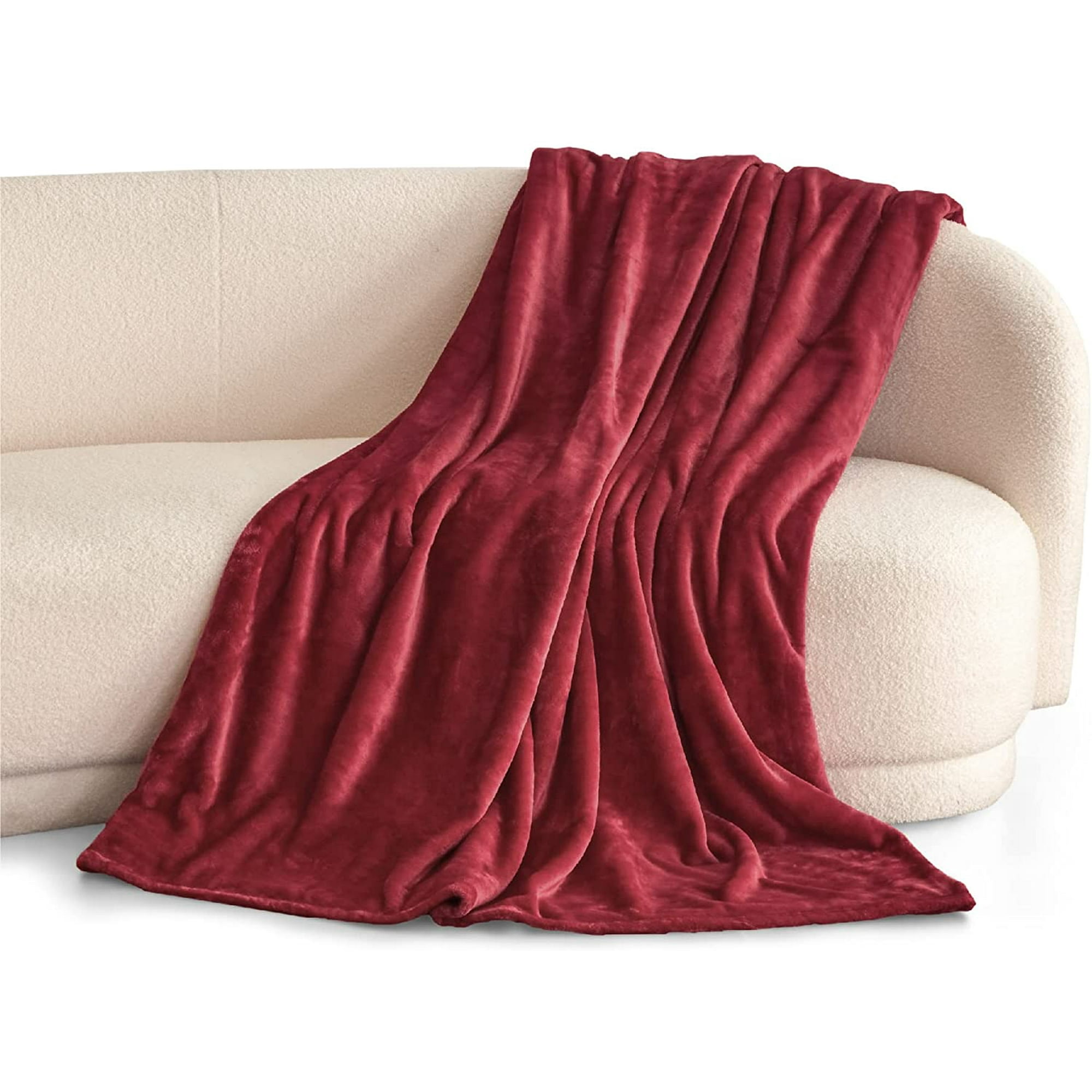 HTOOQ Fleece Blankets King Size Burgundy Bed Blanket Soft Lightweight Plush Cozy Fuzzy Luxury Microfiber 108x90 inches Burgundy 108x90 Walmart