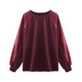 thumbnail image 5 of Honeeladyy Sales Women's Shiny Sequins Decoration Blouse Raglan Long Sleeve Casual Tops Sequin Patchwork Comfy Loose Crewneck Pullover Red, 5 of 8