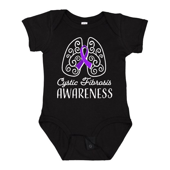 Inktastic Cystic Fibrosis Awareness with Ribbon and Lungs Boys or Girls Baby Bodysuit