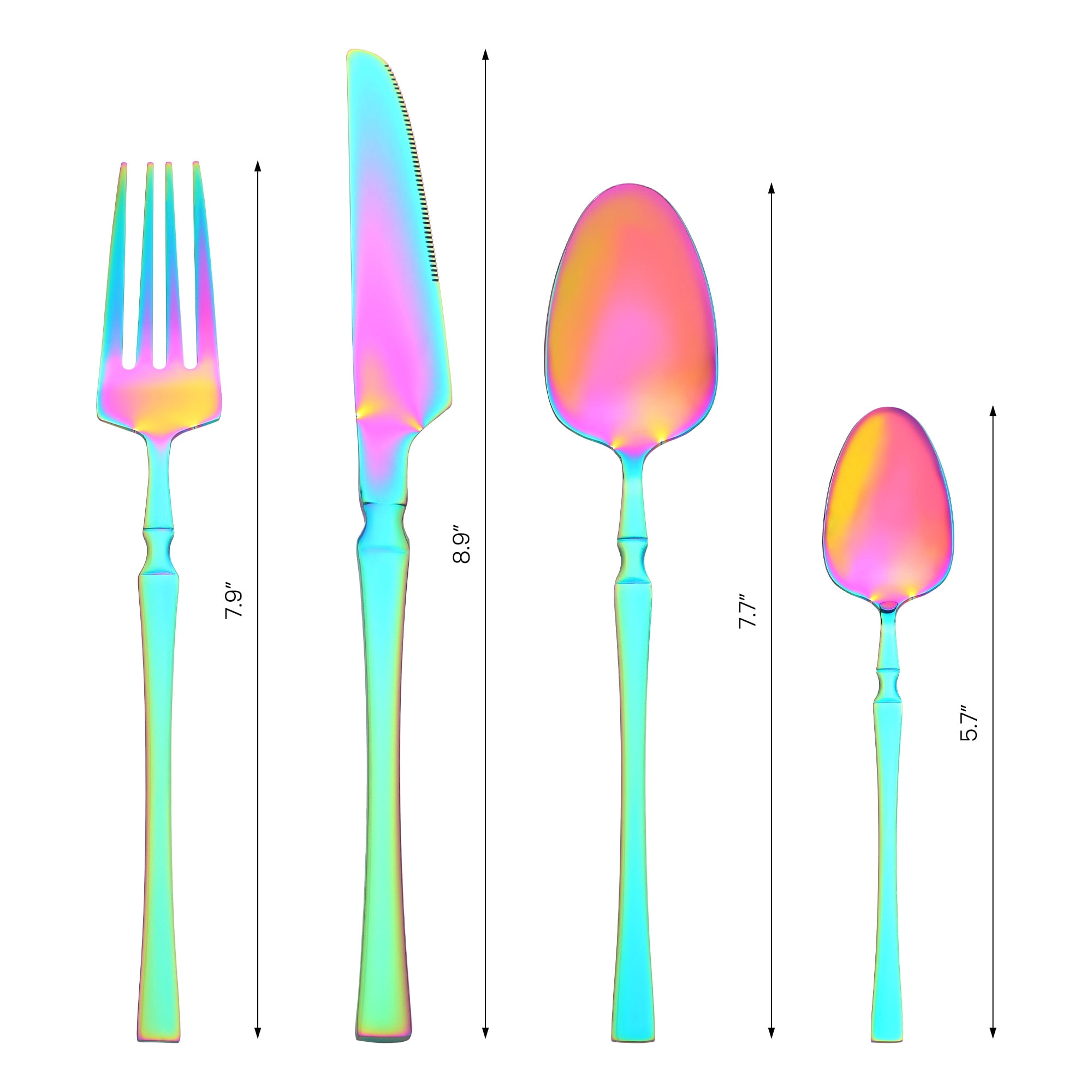 Unique Bargains 16 Pieces Stainless Steel Flatware Set for 4 Colorful