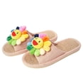 thumbnail image 1 of Women’s Linen Slippers for Summer Home Indoor, Ladies' Memory Foam Open Toe Slide Sandal with Non Slip Sole, 1 of 8