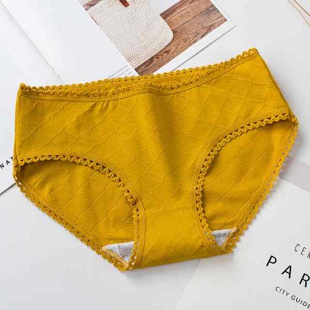 

Big Sale!!Womens Solid Color Lace Panties Mid Waist Briefs Breathable Underpants Seamless Soft Comfort Elastic Panty