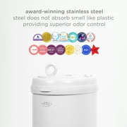 Ubbi Stainless Steel Diaper Pail, Odor Locking, No Special Bag Required, Award-Winning, Registry Must-Have, White