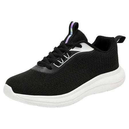 Fauean Women Sneakers Fashionable Breathable Non Slip Lace up Casual Shoes Women s Shoes Black Size 38