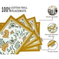 thumbnail image 4 of Vargottam Placemats- Placemat For Dining Table, Set Of 4- Printed & Reversible CottonNapkin-IndoorPlacematsFor Home & Kitchen Dining Table- Asian Floral (Mustard Yellow), 4 of 5
