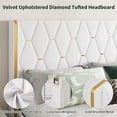 thumbnail image 6 of Garvee Queen Size Lift Up Storage Bed Frame with with Gold Wingback Headboard, Velvet Upholstered Bed Frame for Home Office, Hydraulic Support, No Box Spring Needed, White, 6 of 9