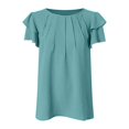 thumbnail image 4 of Womens Dressy Casual Tops 2025 Business Work Blouses Summer Shirts Short Sleeve Crew Neck Outfits, 4 of 5