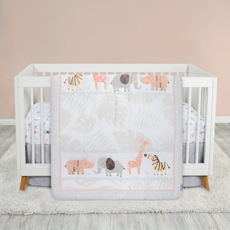 UPC: 0846216061967 | Trend Lab Sweet Jungle 3 Piece Crib Bedding Set for Baby Girl – Pink  Yellow & Gray.