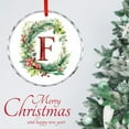 thumbnail image 3 of Letter F Monogram Letter Watercolor Christmas Ornament Xmas Decor Indoor Home Holiday Party Gifts Personalized Custom Monogram Name Round Shaped Glass Ornament, 3 of 8