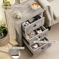 thumbnail image 5 of Joaxswe Farmhouse Nightstand with 3 Drawers, Wood Bedside Table Night Stand, Wide Sofa Side End Table for Living Room, Bedroom, Grey Oak, 5 of 9