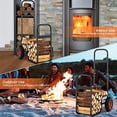 thumbnail image 7 of Firewood Log Cart Carrier, Outdoor & Indoor Steel Wood Rack Storage Mover with 2 Large Rubber Wheels, Heavy Duty Steel Fireplace Log Carrier Mover, Rolling Wheeled Dolly Hauler, Bl, 7 of 7