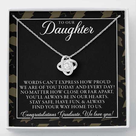 Graduation Gift Necklace for Daughter from parents, Class of 2023 Senior Present, White Love Knot Necklace