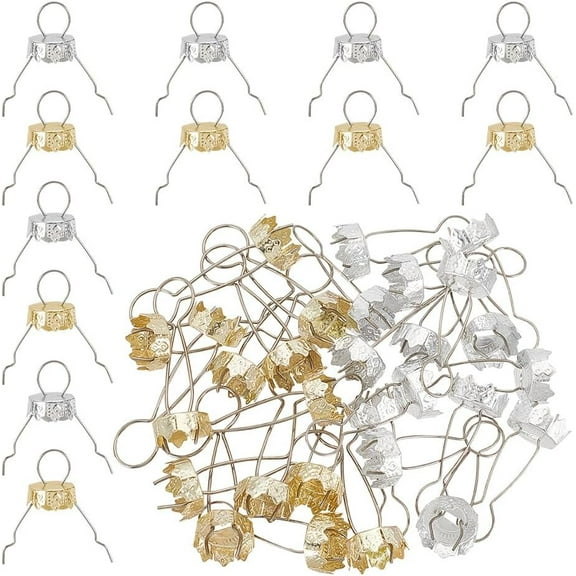 200 Pcs Round Christmas Ornament Caps Golden Silver Aluminum Hangers Caps Removable Metal Ornament Topper Caps for Christmas Tree Porcelain Ceramic Glass DIY Decor diy