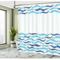 thumbnail image 5 of Ambesonne Modern Shower Curtain, Ocean Life Sea Waves, 69"Wx84"L, Turquoise Navy Blue, 5 of 5