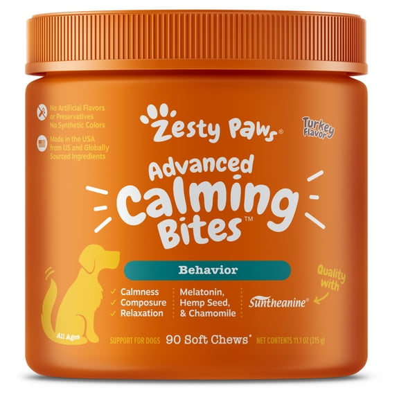 Zesty Paws Advanced Calming Bites Turkey Flavor Dog Supplement, 90 Count