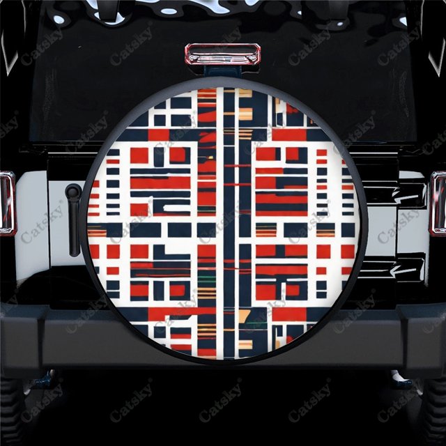 Abstract Shapes Cool Design Polyester Universal Spare Wheel Tire Cover Wheel Covers for Trailer RV SUV Truck Camper