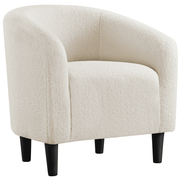 Yaheetech Modern Upholstered Boucle Armchair for Living Room, Ivory