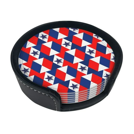 

6 Pieces Of Round Leather Coasters Anti-Fouling And Anti-Ironing Coasters Suitable For Home Restaurants Kitchen Offices And So On 4th July Star America