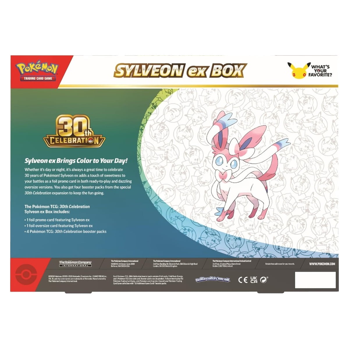 Sylveon Pokemon 30th Celebration Ex Box