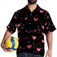 thumbnail image 4 of Valentine's Day Love ECG Men's Short Sleeve Button Down Hawaiian Shirts for Summer Beach Casual Printed Style, 4 of 6