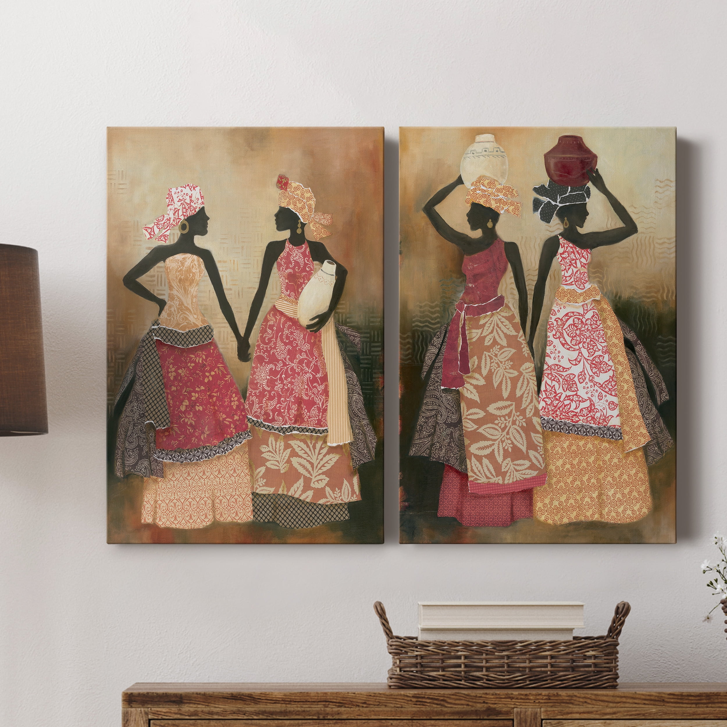 Village Women I Premium Gallery Wrapped Canvas - Ready to Hang - Set of 2 - 8 x 12 Each