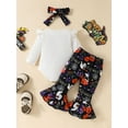 thumbnail image 2 of ENFLASH Halloween Cute Ghost Newborn Baby Girl Clothes Infant Romper Fall Winter Outfits Gifts for Girls Bell Bottoms Pant Sets, 2 of 10