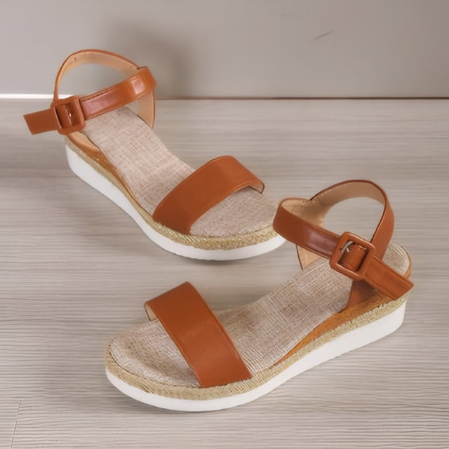 Plataforma de mujeres Sandalias Espadrille Sandalias de cuña abiertas Sandalias de plataforma de tobillo Sandalias casuales para la playa de verano