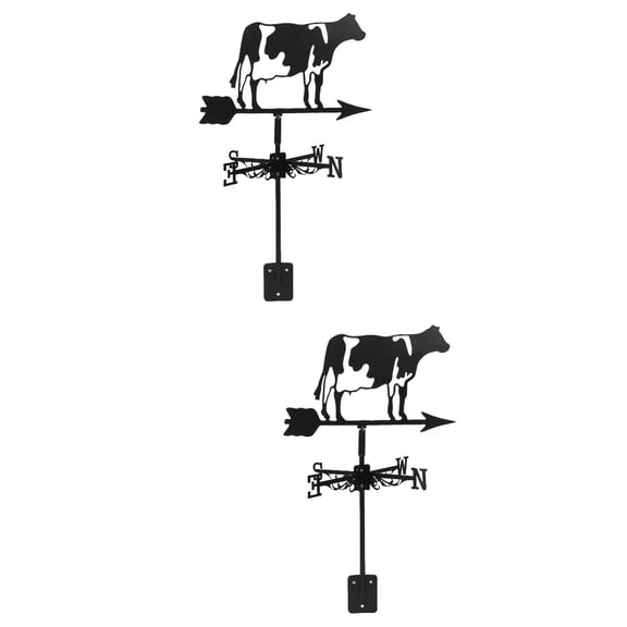 2 Sets of Wind Vane Cow Weathervane Ornament Retro Metal Weather Vane Wind Measuring Tool for Yard