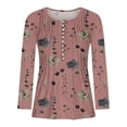 thumbnail image 3 of LEBONYARD Womens Tops Summer white blouse spring,Women Fashion Summer Sexy Fold Printed Regular Women Long Sleeves V Neck Button Pink S, 3 of 4