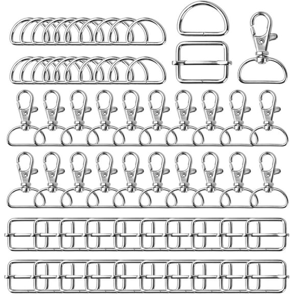 90pcs Key Chain Carabiner D Ring, 25 mm Metal D Rings, Snap Hooks for Bags, Bag Accessories for Sewing Backpack, Key Chain Making