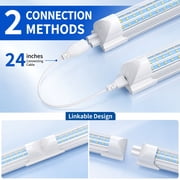 CNSUNWAY T8 2ft LED Shop Light Connectable, 28W 6000K 4200LM, D Shape 2 Pack