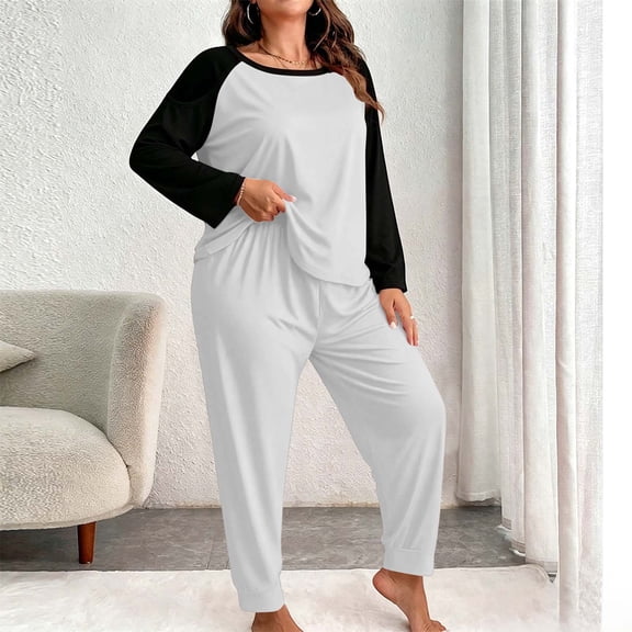 Women's Plus Size Pajama Sets Soft Pjs Long Pants Lounge Sleepwear Pajama Sets Long Sleeve Elegant Jammies