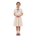 thumbnail image 2 of Angala College Style Dress For Girls Short Sleeve Notch Neck Solid Color With Bowknot Girls Back To School Dresses, 2 of 4