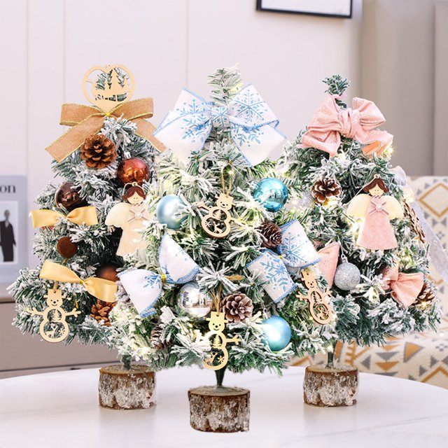 onlyliua Oferta Por Tiempo Limitado Mini Árbol de Navidad Flocado Adornos de Árbol de Navidad Blancos Pequeños Decoración Encriptada Escritorio