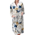 thumbnail image 1 of Women's Fleece Plush Robe Long Warm Plush Bathrobe Loungewear Jacket Printed Comfort Robe, 1 of 5