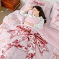 thumbnail image 5 of Castle Fairy Floral Initial 7 Pieces Bedding Comforter Set,Dreamy Princess Full Bedding Set Lightweight,Bow Flower Fitted Sheet Flat Sheet,Breathable Girls Bedroom Decoration, 5 of 8