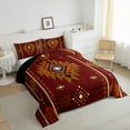 thumbnail image 3 of Manfei Boho Bohemain Full Size Comforter Sets,Red Aztec Geometric Print Bedding Comforter Set,Rustic Farmhouse Cabin Bedding Sets,Super Cozy Room Decoration Reversible,3pcs, 3 of 8