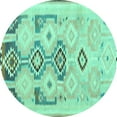 thumbnail image 1 of Ahgly Company Indoor Round Southwestern Turquoise Blue Country Area Rugs, 7' Round, 1 of 4